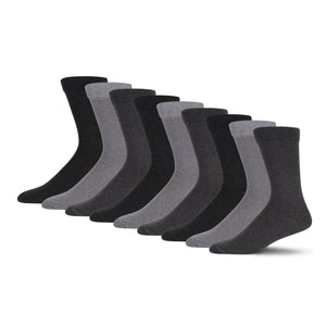 Men's Cotton Rich Crew Plain Socks - 9 Pairs